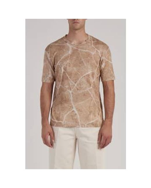 Daniele Fiesoli Brown Cracking Earth Printed Linen T Shirt for men