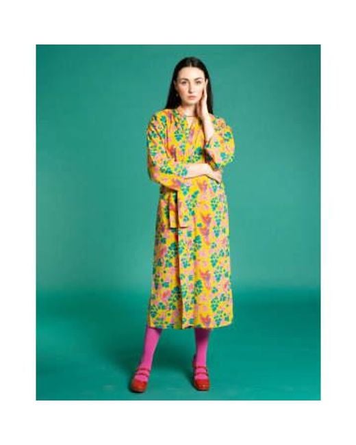 Les Touristes Green Long Cotton Dressing Gown, Ancolie One Size, Adult.