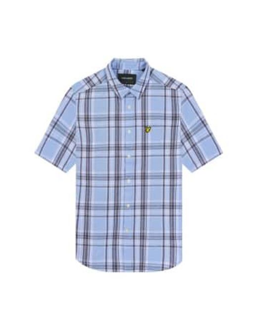 Linen Check Shirt In Light di Lyle & Scott in Blue da Uomo