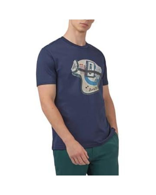 Mod Helmet Print T Shirt Navy di Ben Sherman in Blue da Uomo