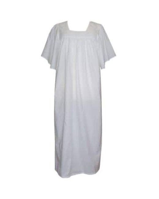 Powell Craft Gray Ladies Cotton Nightdress With Fluted Sleeves 'valentina' One Size