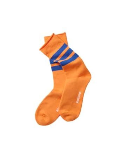 RoToTo Orange Fine Pile Striped Crew Socks / Blue /blue M for men