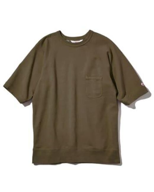 Short Sleeve Reach Up Sweatshirt Green di Battenwear da Uomo