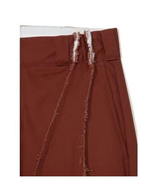 PARTIMENTO Red Curved Cut-off Chino Pants In Burnt Medium for men
