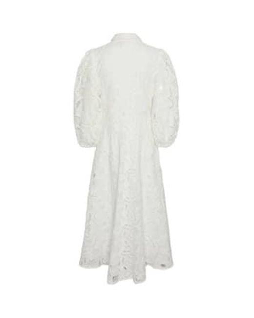 Y.A.S White Hongi Embroidered Shirt Dress M