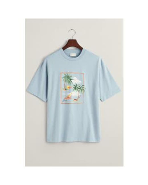 Hawaiian Printed T Shirt In Eggshell Dove 2013080 474 di Gant in Blue da Uomo