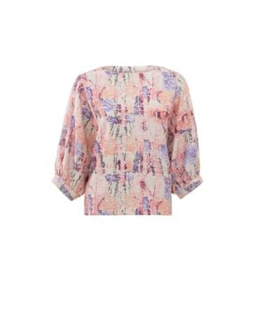 Yaya Pink Batwing Top With Boatneck And All Over Print