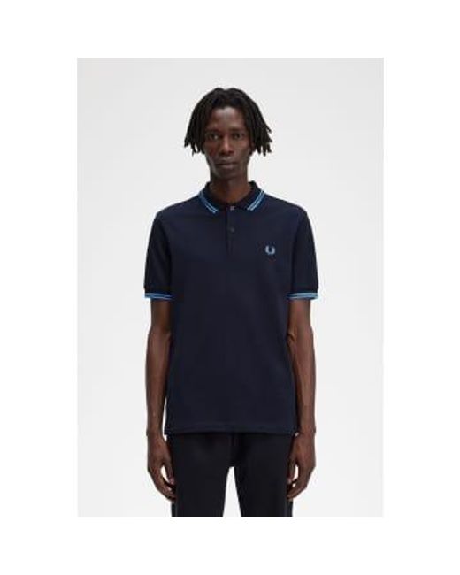 Slim Fit Twin Tipped Polo Navy, Soft Blue & Twilight Blue Fred Perry de hombre