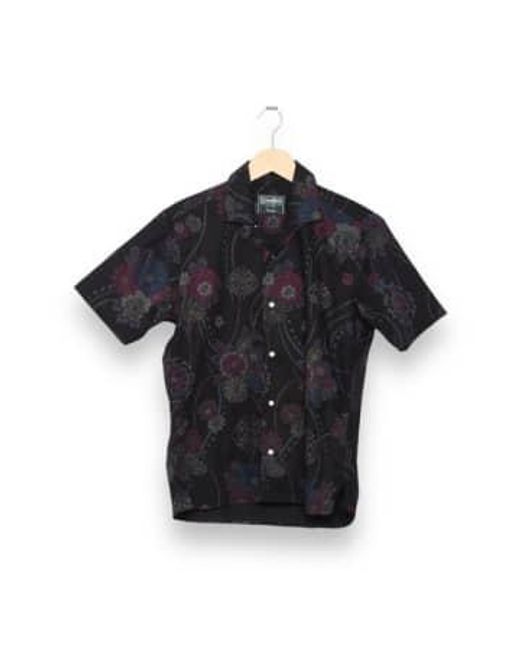 Gitman Brothers Vintage Black Vintage Camp Shirt Floral Bark Cloth S for men