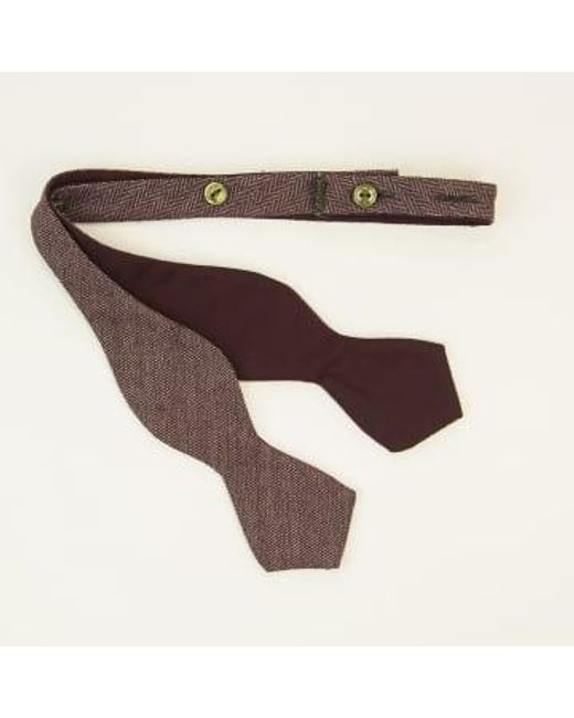 40 Colori Black Herringbone Spencer Bow Tie Burgundy Red/grey for men