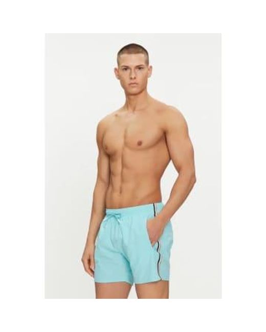 Boss Blue Iconic Swim Shorts With Stripe Detail for men