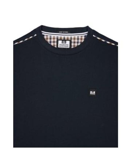 Weekend Offender Blue Uel T Shirt With Check Piping for men