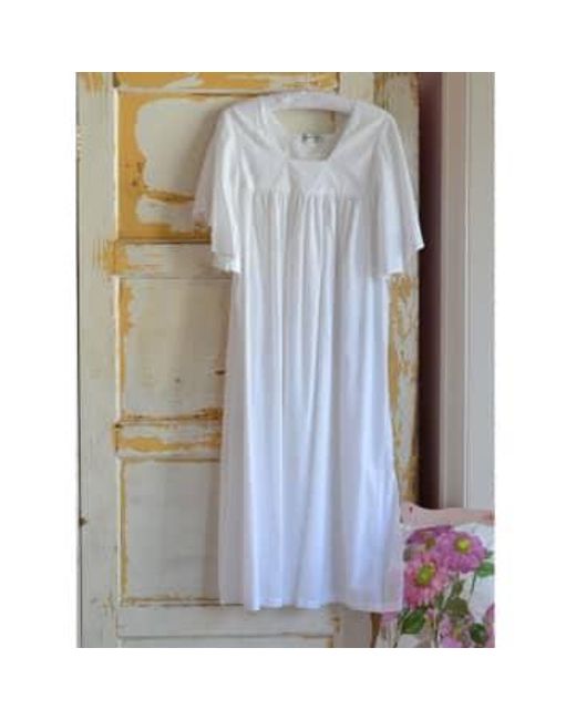 Ladies Cotton Nightdress With Fluted Sleeves Valentina di Powell Craft in Gray