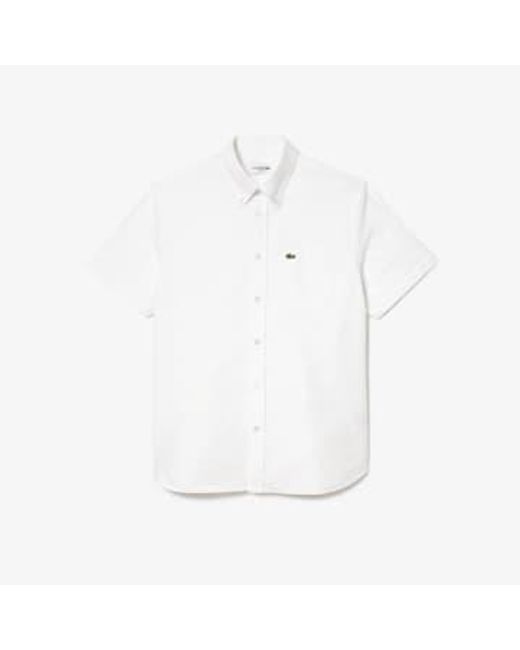 Regular Fit Short Sleeve Oxford Shirt di Lacoste in White da Uomo