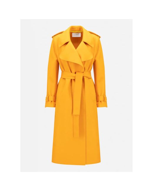 Harris Wharf London Yellow Double Vent Trenchcoat Leicht gepresste Wolle
