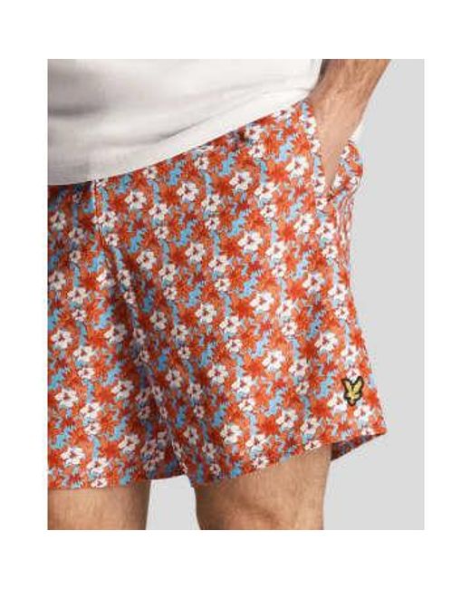Lyle & Scott Gray Sh2016v Floral Print Resort Swim Shorts for men