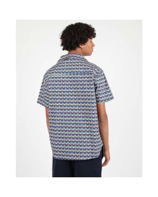 Wemoto Blue Robinson Peach Poplin Camp Collar Shirt for men