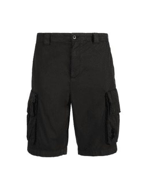 C P Company Black Twill Stretch Utility Shorts 52 for men