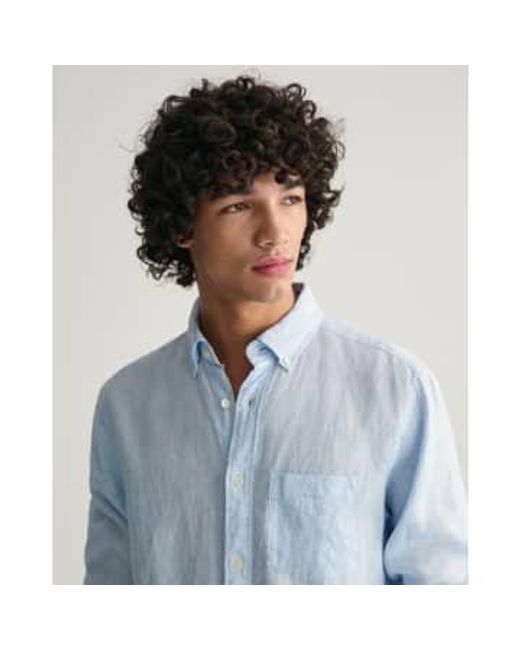 Camisa lino pecho hoja ajuste regular en capri 3240067 468 Gant de hombre de color Blue