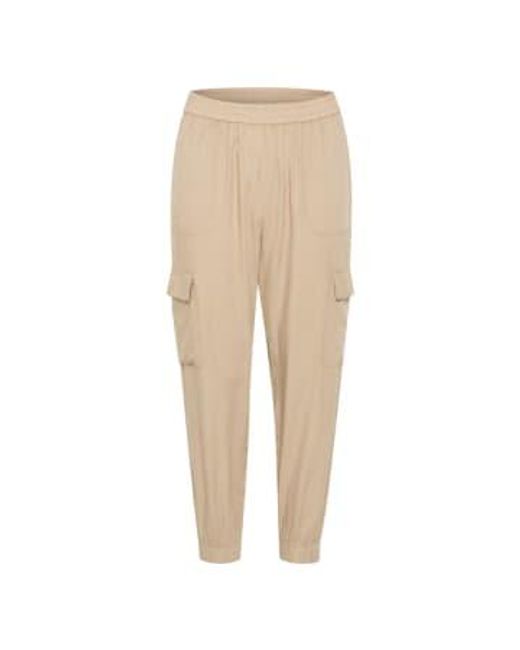 Kaffe Natural Kamilia Cropped Linen Mix Trousers