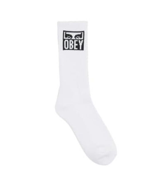 Obey White Eyes Icon Socks One Size for men