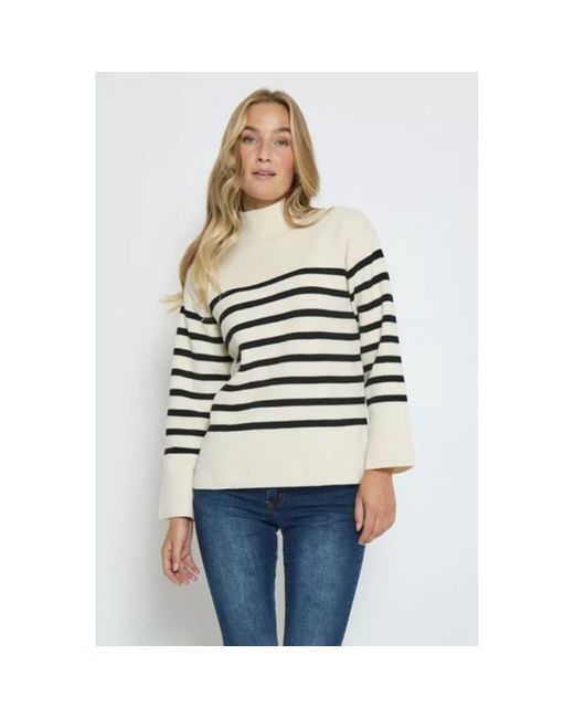 Desires Eva Black Striped Sweater in White | Lyst UK