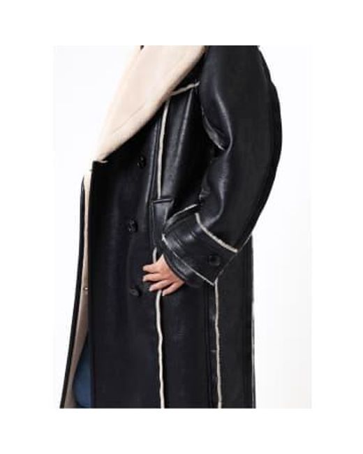 Womens Frankie Faux Leather Coat In Beige 1 di Stand Studio in Black