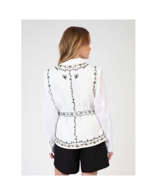 An'ge White Solly Sleeveless Embroidered Jacket