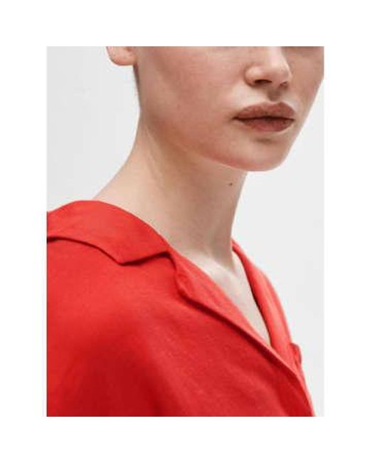 | Lyra Boxy Linen Shirt SELECTED de color Red