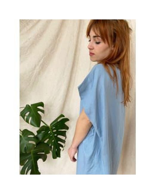 See U Soon Blue Long Shirt In 100% Linen Size 1 Small