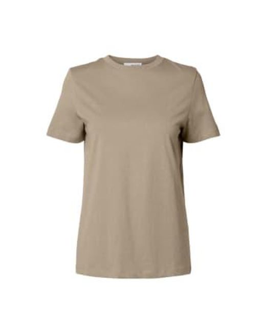 SELECTED Natural Essential Tee Greige Xs