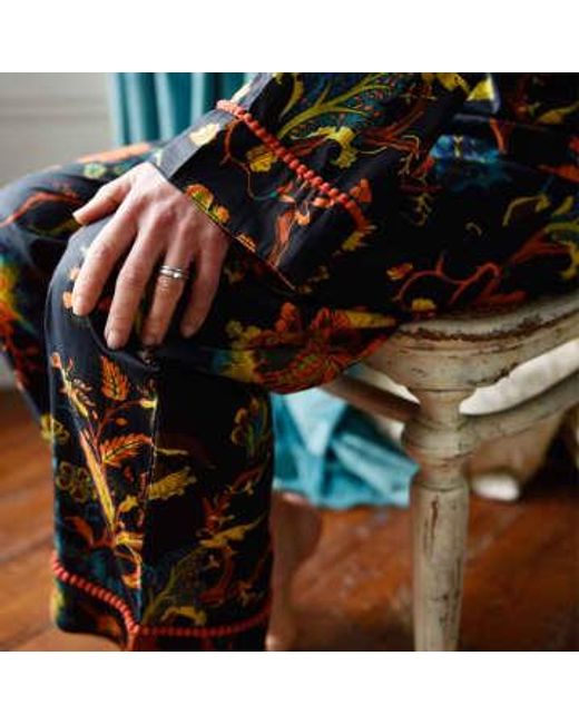 Pajama algodón con estampado flores exótico naranja quemada Powell Craft de color Multicolor