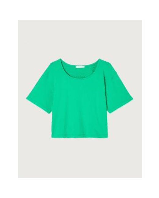 American Vintage Green Hapylife Short Sleeve Sweatshirt Vintage Chlorophyll