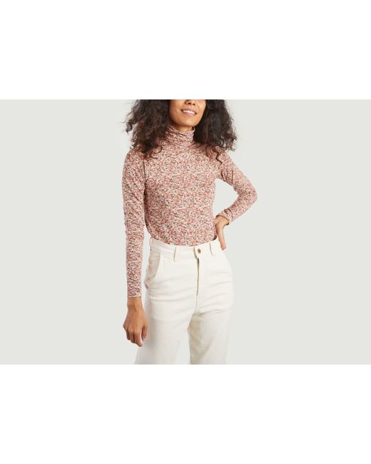 white floral turtleneck