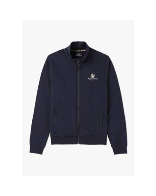 Aquascutum Herren aktives kleines logo full reißverschluss mock neck fleece sweatshirt in der marine in Blue für Herren
