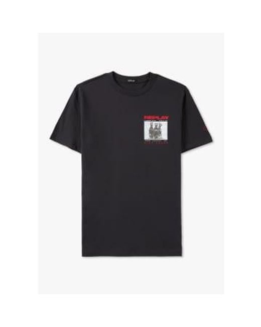 Replay Black S Wide Awake Graphic T-shirt for men