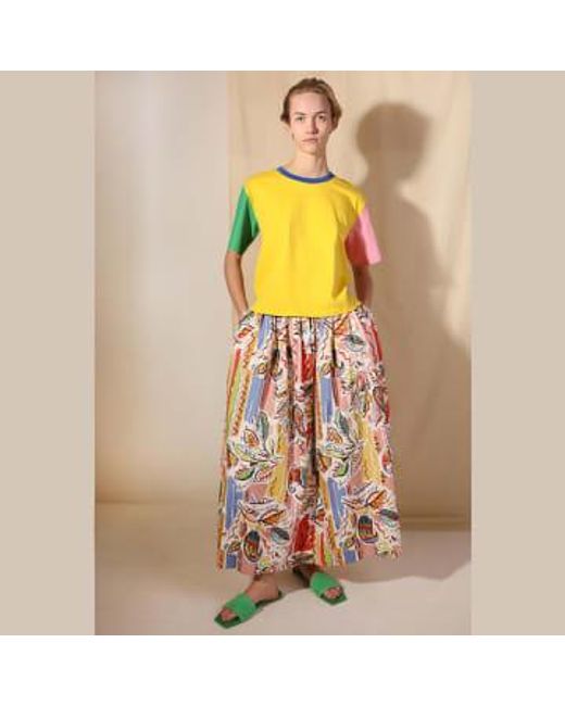 L.F.Markey Yellow Painted Paisley Isaac Skirt 8