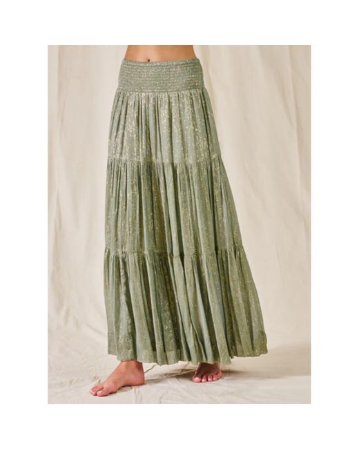 M.A.B.E Green Selma Tiered Skirt