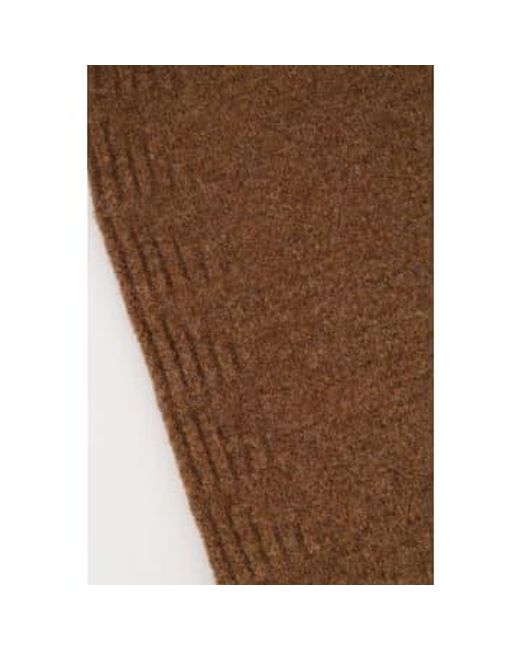 Zusss Brown Knitted Dress With V-neck Small