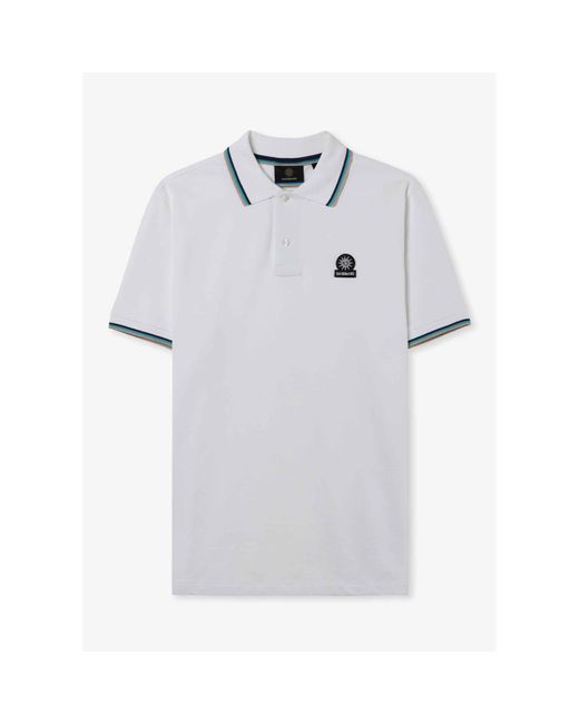 Sandbanks White S Badge Logo Tipped Poloshirt for men