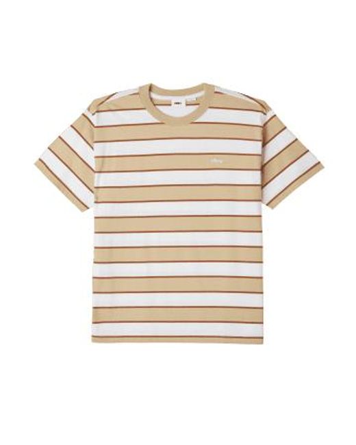 Sandborn Stripe T Shirt Irish di Obey in Natural da Uomo