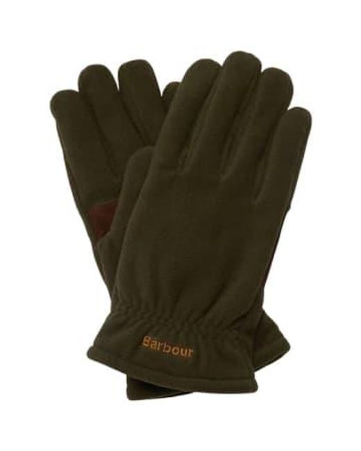 Barbour Green Coalford Fleece Gloves Olive Medium for men