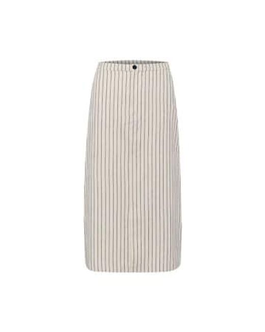 Part Two Natural Elisa Skirt Linen And Cotton Dark Stripe
