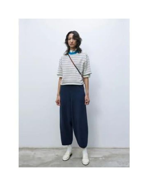 Cordera Blue Cotton Knitted Pants Navy One Size