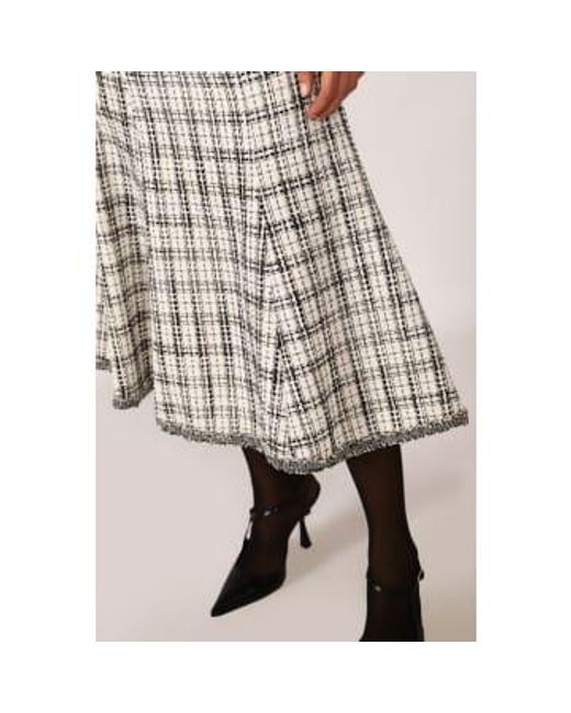 Dixie White Checquered Tweed Midi Skirt S