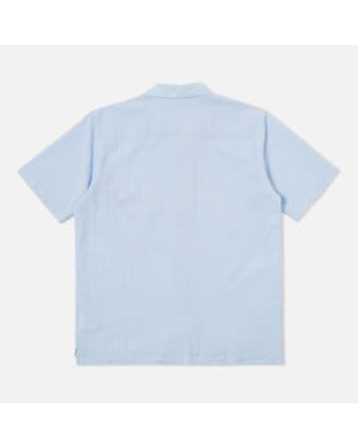Universal Works Blue Camp Ii Shirt Onda Cotton Pale for men