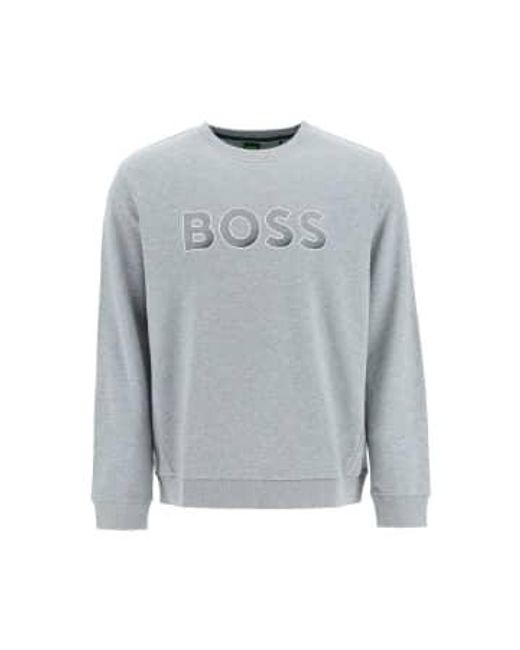 Sweat-shirt logo brodé Salbon gris brodé Boss pour homme en coloris Gray