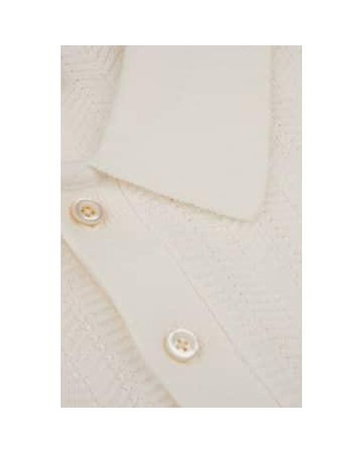 Polo en lin / coton texturé en blanc 4202482541050 Stenstroms pour homme en coloris White