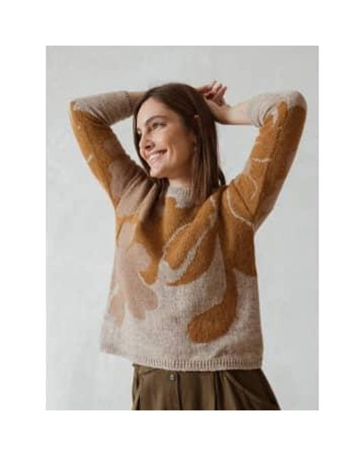 Indiandcold Leaves Knit Sweater di Indi & Cold in Brown