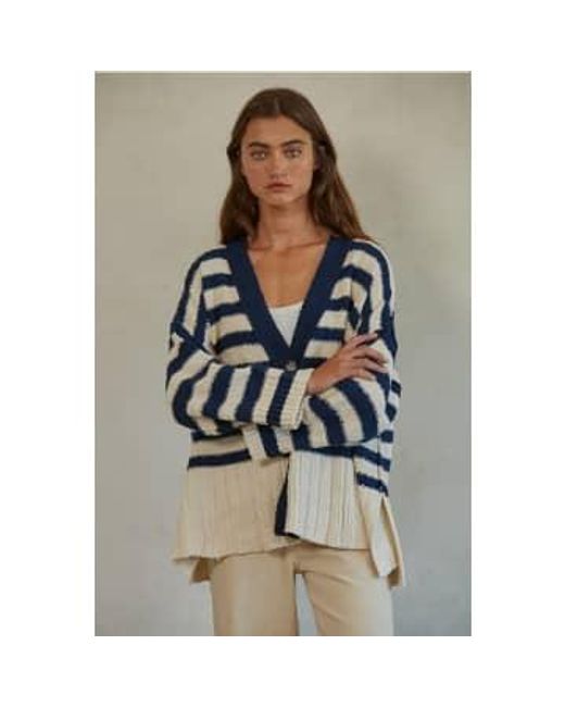 By Together Blue Oversized Striped Cardigan